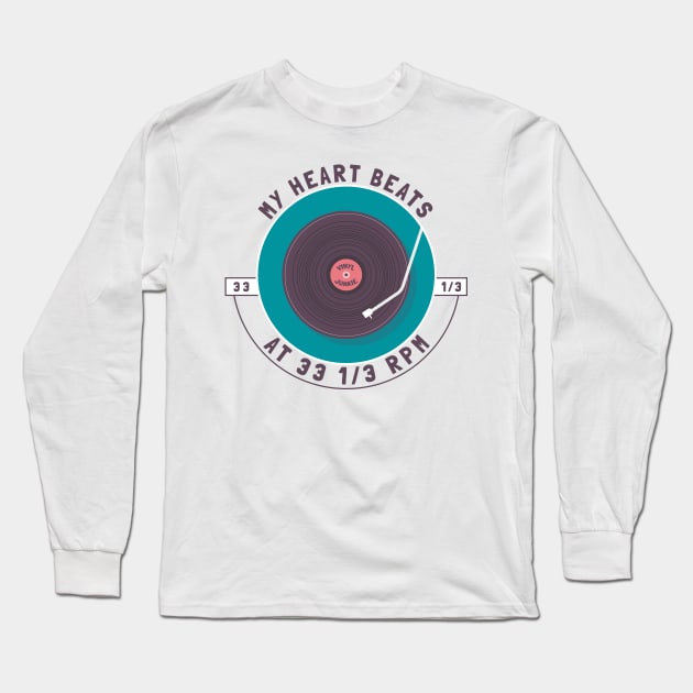 My heart beats at 33 1/3 rpm, Record Collecting, Vinyl Long Sleeve T-Shirt by emmjott